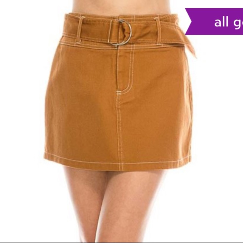 Urban Diction Mustard Yellow Mini Skirt with Belt.